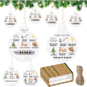 2 x Tenceur 25 Sets Christmas Team Gifts for Employee Coworkers Staff Thank You Ornaments Bulk Work Team Holiday Office Gifts Coworker Ornament Employee Christmas Money Holders for Cash Tree Decor