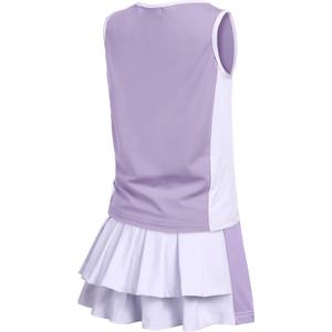Zaclotre Girls Tennis Golf Dress Outfit Sleeveless Tank Top and Skorts Sets Sport Skirt with Shorts (5-6 Years, Light Purple)