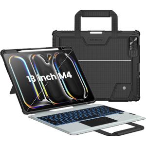 Nillkin Carry Go iPad Pro 13 inch (M4/M5) Backlit Keyboard Case with Handle, New iPad Pro M5 13 inch Detachable Keyboard M4 2024 with Kickstand,Shortcut Keys,Trackpad, Great Typing (Carbon Black)