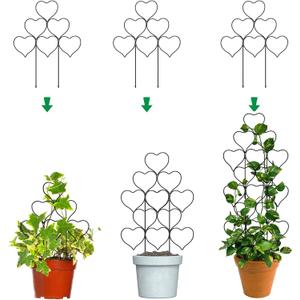 Plant Trellis for Climbing Plants Indoor Outdoor, Trlzey 3 Pack Stackable Metal Trellis - Small Garden Trellis for Potted Plants, Vine Support for Ivy, Flowers, DIY Home Deco
