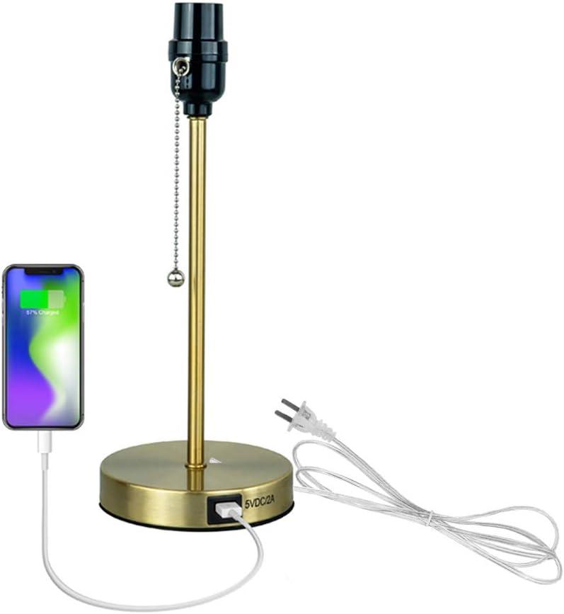 DIY Table Lamp Lampholder with USB Port USB Bedside Lamp, Suitable for Nightstand Lamp or Bedside Lamp Grace Modern Desk Lamp with Pull Chain Portable for Yoga Room Show Window
