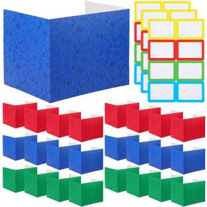 Crtiin 24 Pcs Privacy Folders for Students Desk Dividers Standard School Privacy Cardboard Board Testing Dividers Shield for Classroom Teacher Supplies Keep Eyes from roving(Cute)