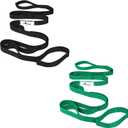 Abiarst Stretching Strap Yoga Straps for Physical Therapy, 10 Loops Non-Elastic Stretch Band for Pilates, Flexibility, Exercise and Gymnastics (2-Pack (Black+Green))