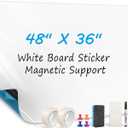 MaxGear 48" x 36" White Board Sticker on Wall, Magnetic Dry Erase Board, Easy to Write and Clean Magnetic Board for Kids, Office, Home, with Marker, Eraser