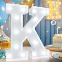 Pooqla LED Marquee Letter Lights, Warm White and Cool White Decorative Lighted Letters, Light Up Alphabet Letters for Boys Girls, Party, Wedding, Bar, Night Light, Birthday Decoration, Letter K