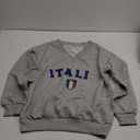WDIRARA Women's V Neck Letter Graphic Oversized Sweatshirt Long Sleeve Drop Shoulder Pullover Top (Grey)