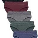 Wealurre Cotton Panties for Women Bikini Underwear Hipster Underpants Lace Briefs Pack Size L