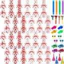 Syhood 24 Pack Christmas No Snap Party Table Favors with Prizes Christmas No Snap Crackers with 24 Pcs Little DIY Xmas Crackers Holiday Table Favors Set for Party(Red Style)