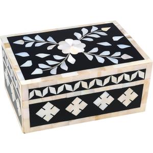 collectiblesBuy Handcrafted Bone Inlay Decorative Box Floral Design Multipurpose Storage Keepsake Box