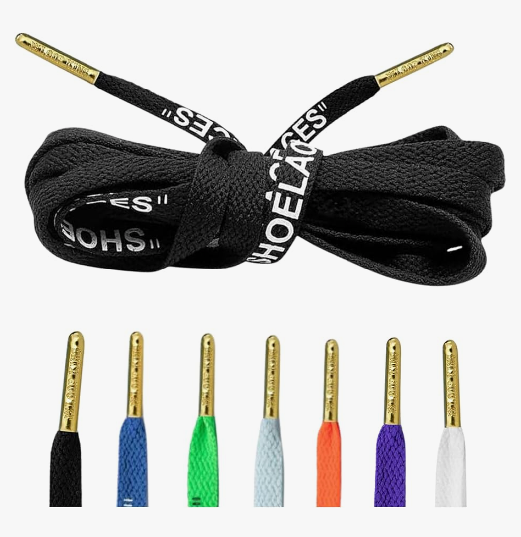 Loop King Laces Off White Style Shoe Laces with Gold Tips