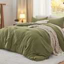 Bedsure King Comforter Set, Olive Green Soft Prewashed Bedding for All Seasons, 3 Pieces GentleSoft Bed Set, 1 Lightweight Comforter (104"x90") and 2 Pillowcases (20"x36")