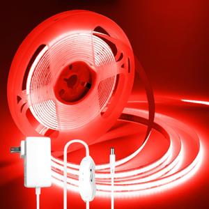 iNextStation COB LED Strip Light Red 16.4FT 5M, DC12V CRI 93+ Dimmable Flexible LED Tape Lights for Bedroom, Kitchen, TV Backlight, Cupboard, Wardrobe, Home Lighting Decor