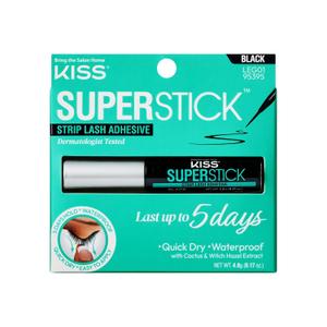 KISS Super Stick 5-Day Extended Wear Strip Lash Adhesive, Quick Drying Lash Glue, Witch Hazel & Cactus Extract Infused, Brush Applicator, Net Wt. 4.8g (0.17 oz.), Black