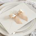 AIMUDI Champagne Bows for Gift Wrapping 3.5" Pre Tied Small Christmas Tree Bow Premade Twist Tie Bows for Treat Bags Small Bow for Crafts Wedding Holiday Decoration- 50 Counts
