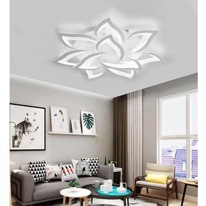 Modern LED Ceiling Light 80W Dimmable 10-Flower Chandelier with Remote Control 33.4in for Bedroom Living Room Dining Room Office Entryway Kitchen