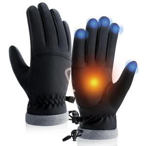 PULIOU Winter Waterproof Thermal Gloves for Men Women, Cold Weather Windproof Ski Snow Gloves with Touchscreen Fingers for Running Cycling Hiking Driving L