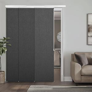 Adjustable Panel Track Blinds Manual Blackout Vertical Blinds for Sliding Door (Blackout - Dark Grey, 74" W x 96" H)