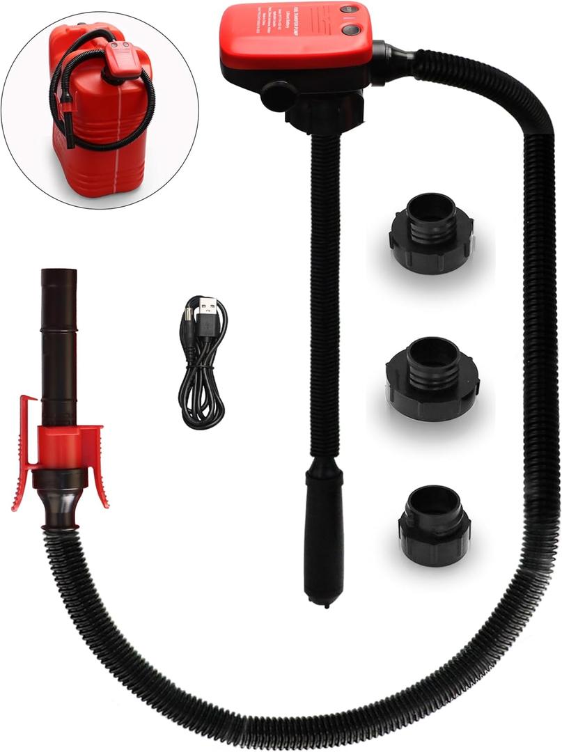 Rechargeable Fuel Transfer Pump - Electric Gas Pump For Gas Can - Auto Stop Gas Transfer Pump