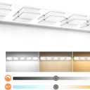 GOODATE 3 Color Temperature Dimmable Vanity Lighting Fixtures, LED Chrome 5 Light Bathroom Vanity Light, Acrylic Stainless Steel Square Shade Vanity Lights for Bathroom, ETL Certificated