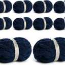 10 Pack Jumbo Chenille Yarn for Crocheting, Super Bulky Baby Soft Yarn for Hand Knitting, 220 yds /70.5 oz Fluffy Chunky Knit Throw Blanket Yarn (Denim Blue)