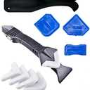 3 in 1 Silicone Caulking Tools（Stainless Steelhead）, Sealant Finishing Tool Grout Scraper, Reuse and Replace 5 Silicone Pads, Great Tools for Kitchen Bathroom Window, Sink Joint