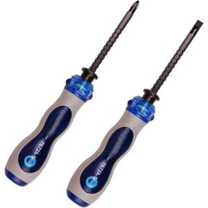 2Pcs Screwdriver Adjustable Length and Reversible Dual End Shaft, Flat and Philips Magnetic Head, Adjustable Screwdriver Length 83mm to 150mm / 3.2 to 6 inch