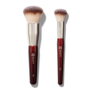 BK BEAUTY - LARGE BUFFER & ROUND FOUNDATION (2 Pack) - Professional Makeup Brush Set for Liquid or Cream Foundations, Powder & Blush | Premium Face Brushes for Flawless Application