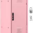 Briwooody 4 Pcs 10.8 Inch Mini Metal Locker with Lock and Keys Small Cute Cash Safe and Money Lockbox Desktop Storage Organizer for Jewelry Back to School Home Office Gift(Purple Blue Pink White)