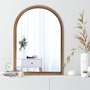 ironsmithn Gold Arched Mirror, 20"x30" Beaded Frame Arch Mirrors, Marlowe Decorative Accent Mirrors for Bathroom Fireplace Bedroom Living Room, Entryway, Antique Gold (30"L x 20"W)