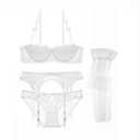 Varsbaby Women Push Up Bras Set Lace Lingerie Bra and Panties and Garter and Stocking 4 piece, L