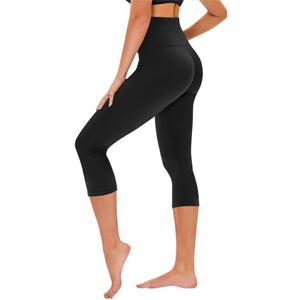 TNNZEET Capri Leggings for Women - Tummy Control High Waisted Soft Yoga Pants for Gym Workout, No Pocket, XX-Large, A-black