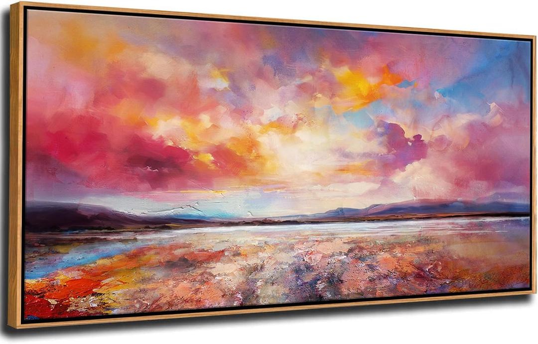 DVQ ART Canvas Wall Art for Living Room Large Size - Coastal Sunset Canvas Prints - Beach Wall Art for Home Decor, Ocean Scenery Picture, Framed Seascape Poster 24"x48" for Bedroom Bathroom Decor