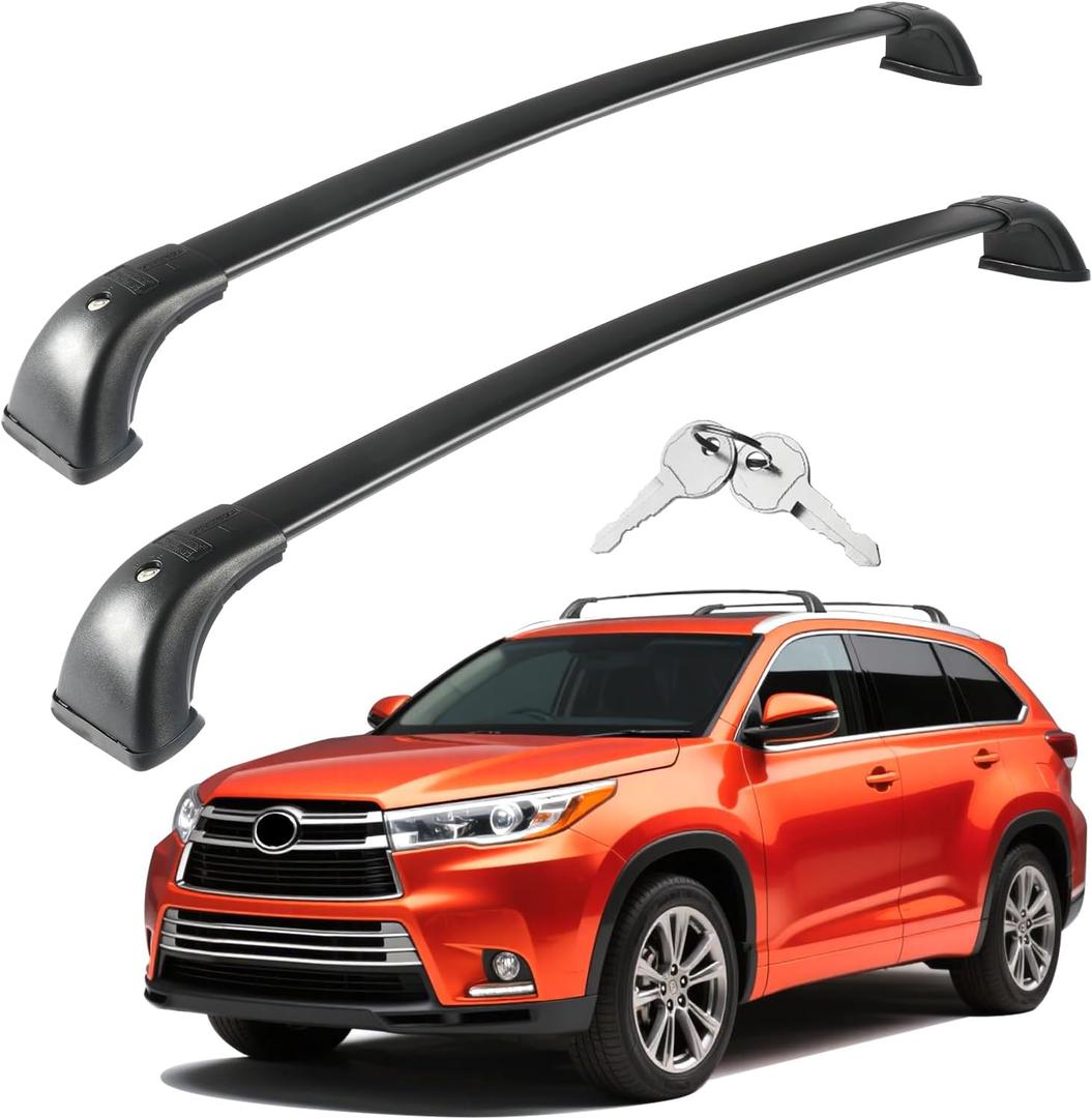 220lbs Roof Rack Cross Bars Fit for Toyota Highlander 2014-2019 XLE Limited & SE & LE Plus & LE, Adjustable Aluminum Crossbars with Lock, Rooftop Cargo Carrier for Bike, Kayak, Luggage