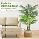 4ft Tall Triple Golden Cane Palm Artificial Tree Large Tropical Palm Tree UV Resistant Fake Plant in Pot for Indoor Outdoor Big House Living Room Outside Patio Office Home Decor 1Pack