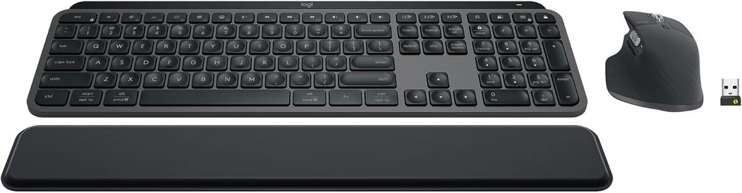 Logitech MX Keys S Combo - Performance Wireless Keyboard and Mouse with Palm Rest, Customizable Illumination, Fast Scrolling, Bluetooth, USB C, for Windows, Linux, Chrome, Mac (Graphite)