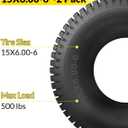 RONPOW 15x6.00-6 Tubeless Lawn Mower Tires, 4 Ply, 2 Pack