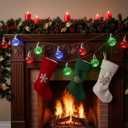 2 Pcs Christmas Bulbs String Lights 6.6ft 10 LED Snow Globe Lamp Spherical Lights with Tree Snowman Candy Santa Claus Gift Box for Bedroom Table Party Battery Operated (Colorful Light)