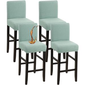 YISUN Waterproof Bar Stool Covers, Stretch Pub Stool Chair Cover Removable Washable Counter Stool Covers Bar Stool Slipcovers for Kitchen, Pub, Dining Room (4 Pack, T-Green)