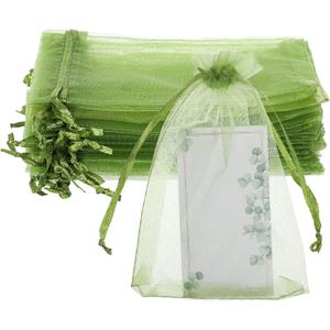 Xinjoduz 100 Pcs Small Mesh Bags Drawstring, Olive Green Organza Bags 4x6 Inches Jewelry Gift Pouches for Sachet, Jewelry, Candy, Fruits Protection Bag Wedding Birthday Christmas Party Favor