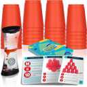 Gamie Stacking Cups Game for Kids - Set Includes 24 Cups, 18 Fun Challenging Cards, and Water Timer - Family Games for Kids and Adults, Indoor Recess Game for Classroom, Gifts for Boys and Girls