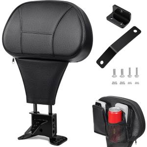Benlari Driver Rider Backrest, Adjustable Detachable Plug-in Rider Back Rest Pad Fit for Harley Davidson Touring Street Glide Electra Glide Road Glide Road King CVO 1997-2024, (Black)