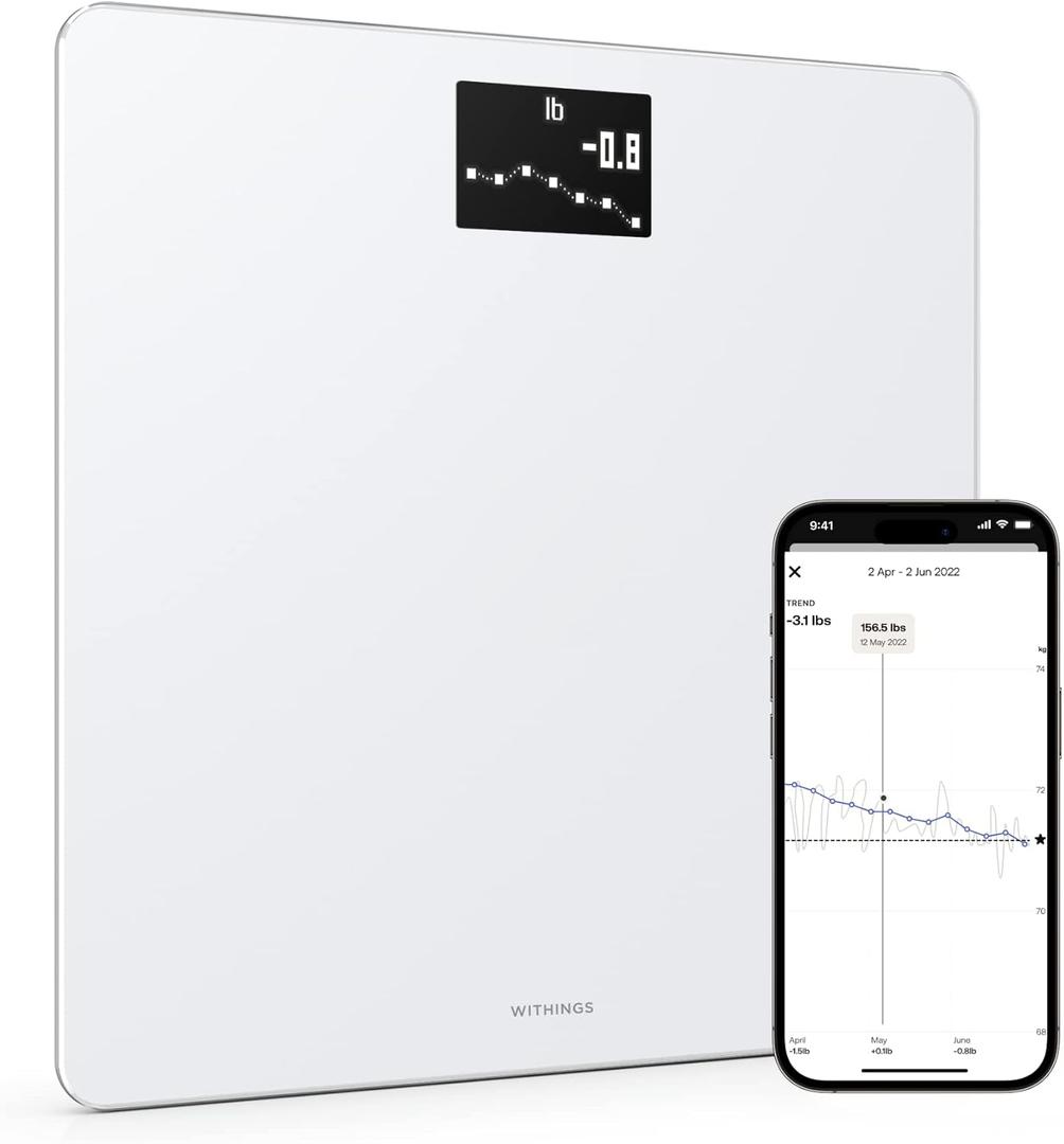 Withings Body - Digital Wi-Fi Smart Scale with Automatic Smartphone App Sync, BMI, Multi-User Friendly, with Pregnancy Tracker & Baby Mode (1 Count (Pack of 1), White)