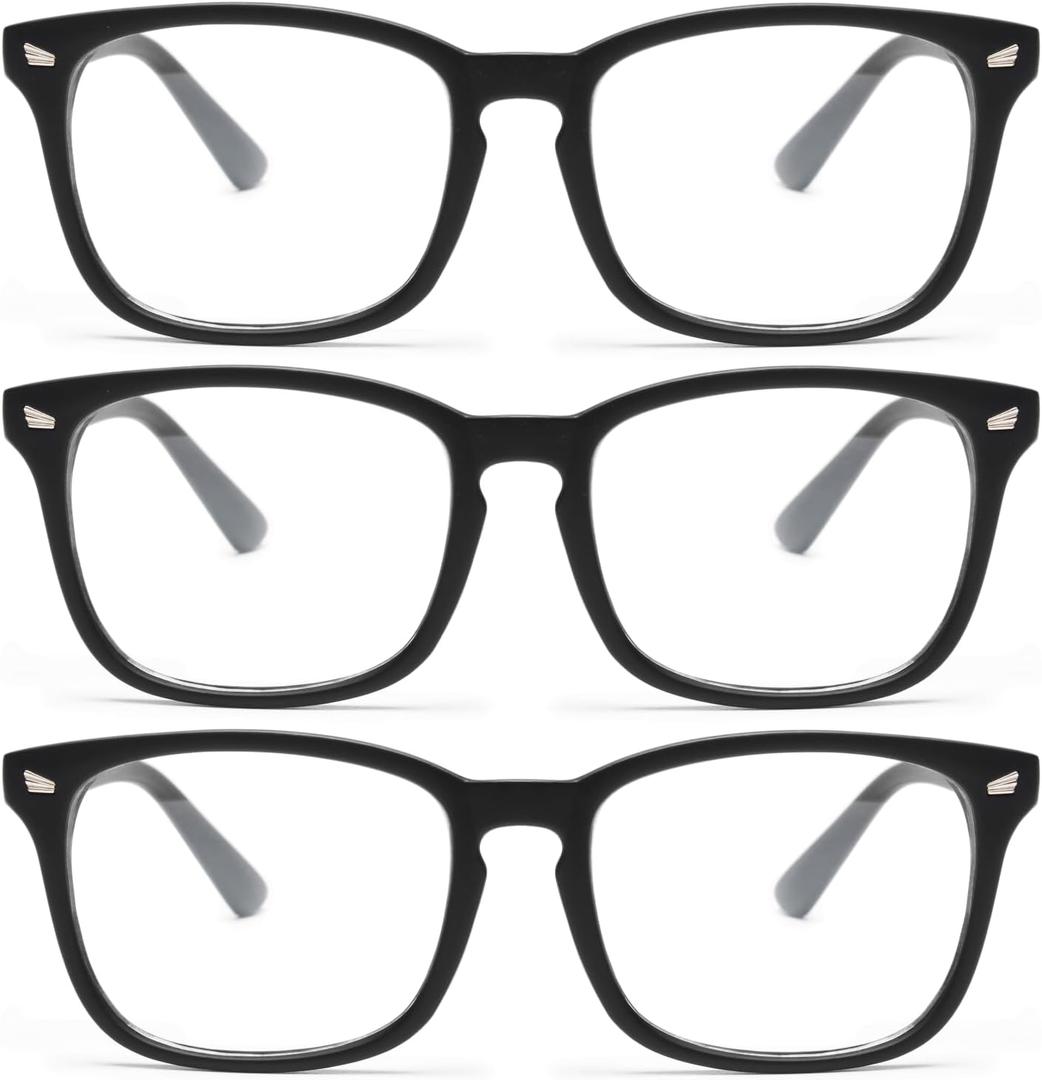 livho High Tech Blue Light Glasses - Advanced 99% Blue Light Blocking Computer Glasses - Anti Eyestrain & UV Glare Protection (*D1 Black X3)