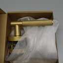 3 Brushed Gold Round Style Door Handle with Lock and Key, Keyed Entry Reversible Door Lever for Office or Front Door, Satin Brass Finish