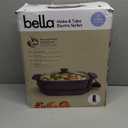 bella Make & Take Electric Skillet, Fits-anywhere kitchenware, EverGood Ceramic Coating, Adjustable Temperature & Dishwasher-Safe Tempered Glass Lid, Cast Aluminum Base, 1200 Watt, Plum
