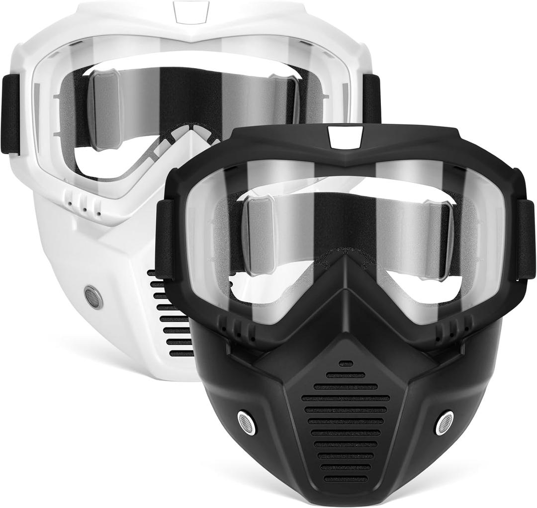 POKONBOY Detachable Masks, Tactical Mask with Goggles Compatible with Nerf Rival, Apollo, Zeus, Khaos, Atlas, & Artemis Blasters Rival Mask (Black+White)