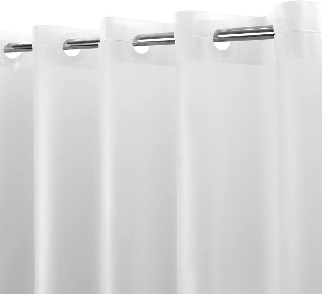 No Hook PEVA Shower Curtain or Liner - 8G Heavy Duty Frosted Bathroom Shower Curtain No Hooks Required, Waterproof Plastic & PVC Free, Standard Size 71 x 74, Frost