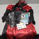 Royal Vampire Costume Girls Kids Halloween Costumes Gothic Victorian Vampiress Queen Role Play Dress with Accessories Bat Wand Choker Glow in The Dark Stickers Teeth HN013M ,7-8Y