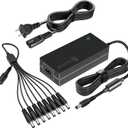 Security Camera AC DC Power Supply Adapter 12V 5A, Compatible with 12Volt Lorex, Night Owl, Swann, ZOSI, Reolink, Annke IP and BNC CCTV Surveillance Cameras, with 8 Ways Splitter Cable.