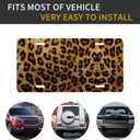 Glitter Leopard Print Front License Plate for Women Car Vanity Plates Decorative Aluminum Metal Cute Novelty License Plate Cover for Men 6x12 Inch (4 Holes)